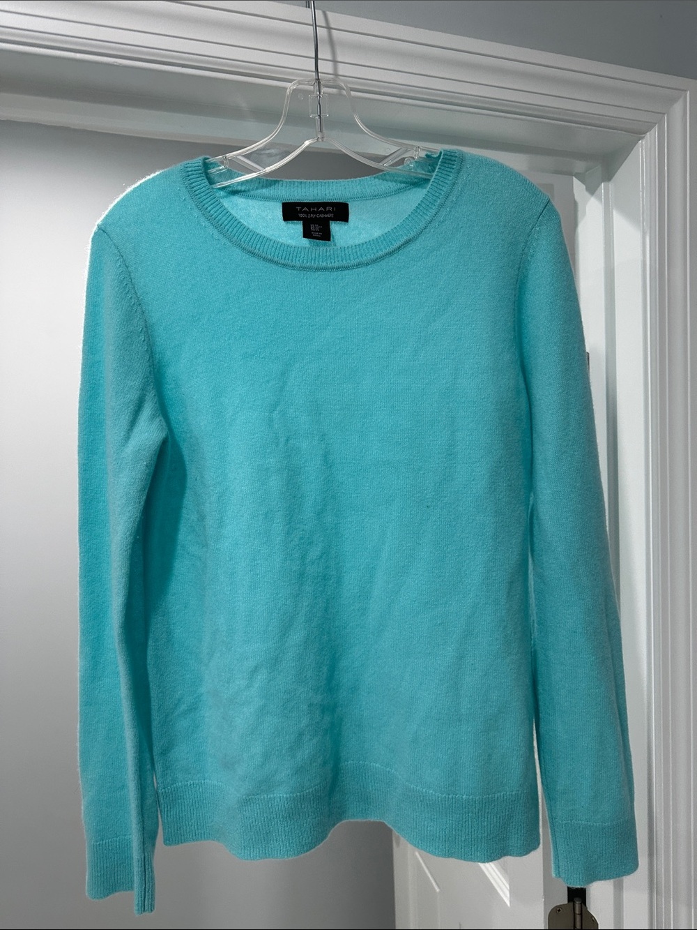 Tahari Turquoise Crewneck Sweater - Solid Knit